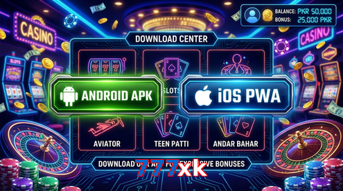 Main screen of 777Xk download page for PK players